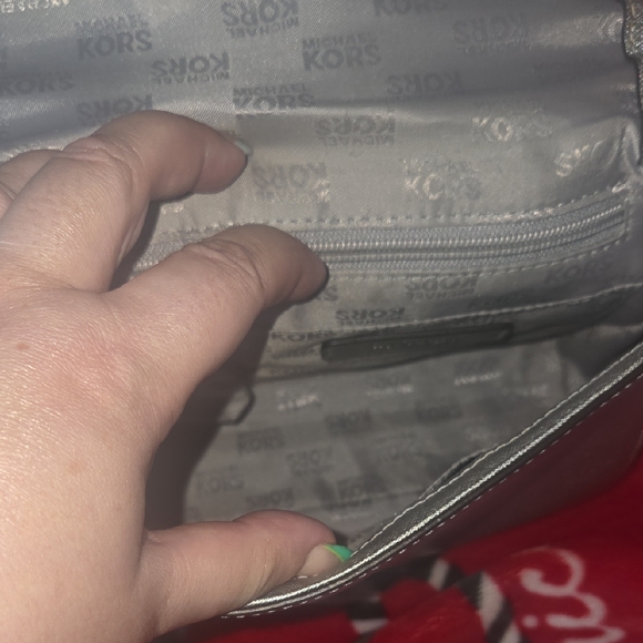 Michael Kors Metallic Silver Mini Crossbody with Crystal Trim - Picture 5 of 11